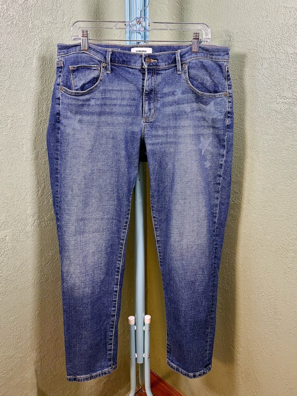 Sonoma Women’s Blue Jeans with Faded Stars around Pockets